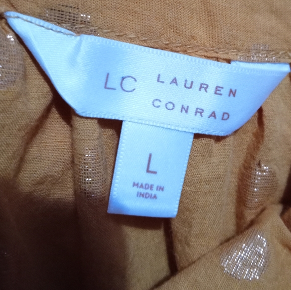Lauren Conrad Gold Shimmery Polka Dot Top - Picture 3 of 5